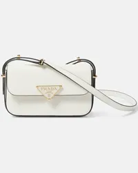 Prada Borsa a tracolla in pelle con logo Bianco