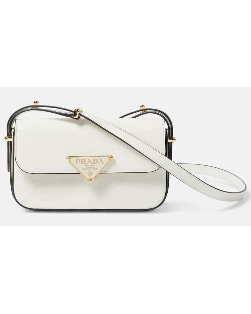Prada Borsa a tracolla in pelle con logo Bianco