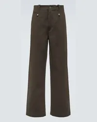 Burberry Pantaloni regular in twill di cotone Marrone