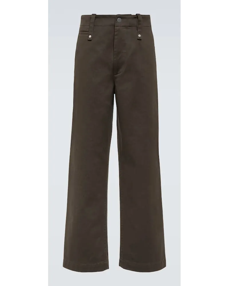 Burberry Pantaloni regular in twill di cotone Marrone