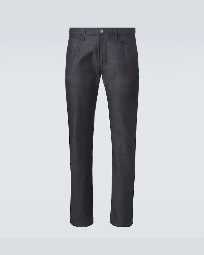 Giorgio Armani Jeans regular in misto cotone e seta Blu