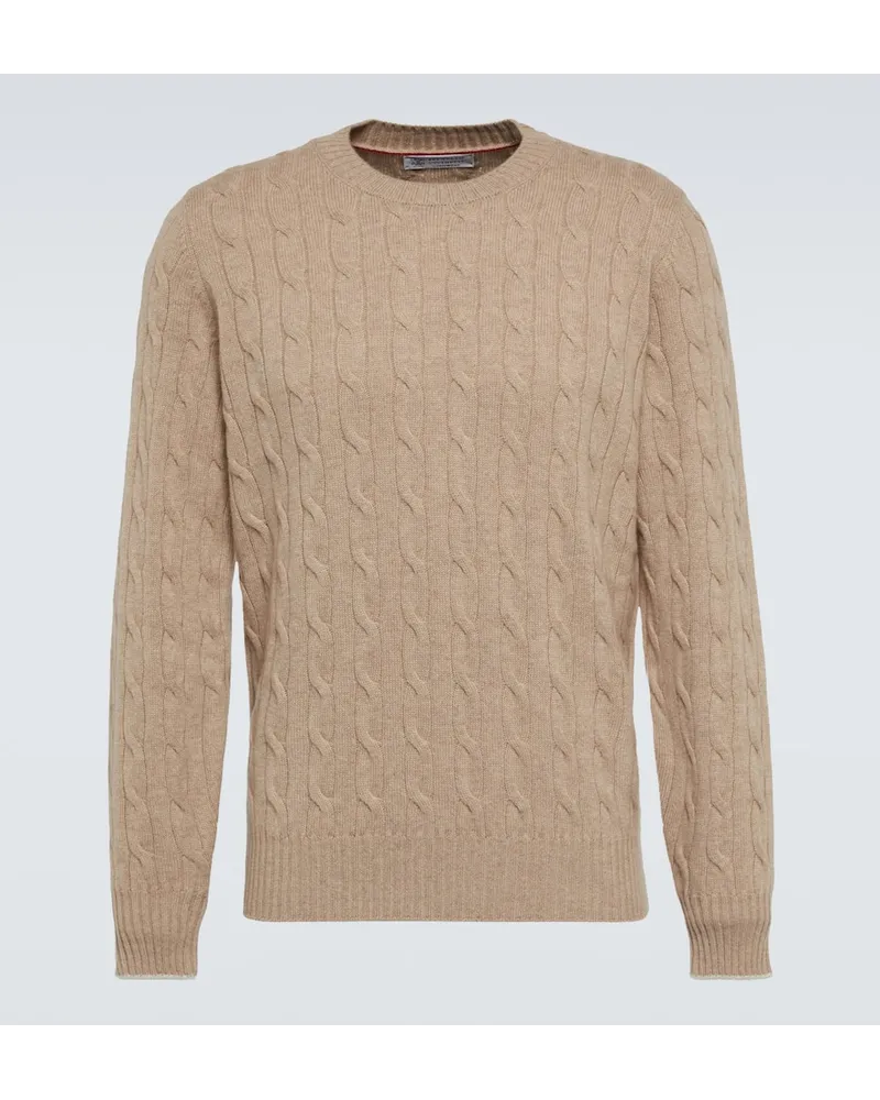 Brunello Cucinelli Pullover in cashmere a trecce Beige