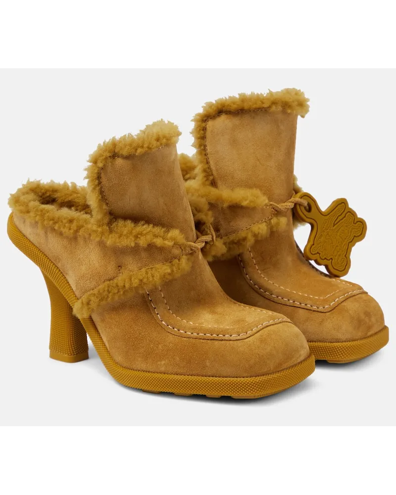 Burberry Mules EKD in suede e shearling Giallo