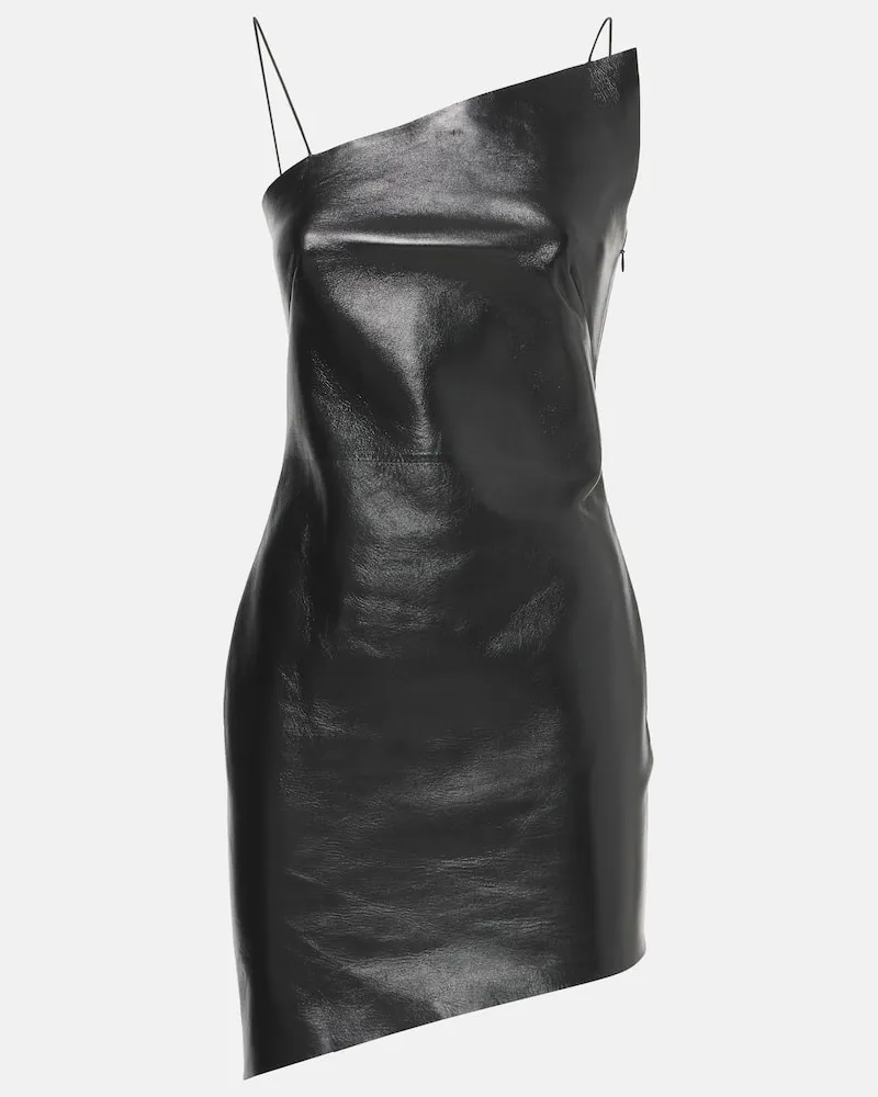 Givenchy Abito corto asimmetrico in pelle Nero