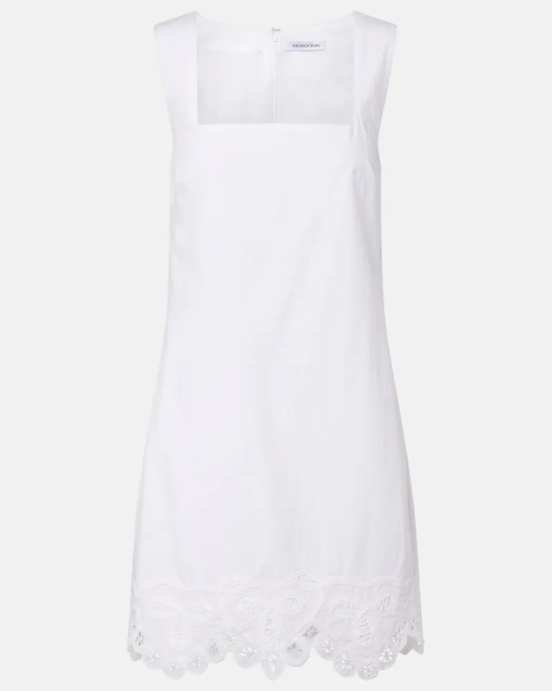 Veronica Beard Abito corto Shanice in cotone con ricamo Bianco