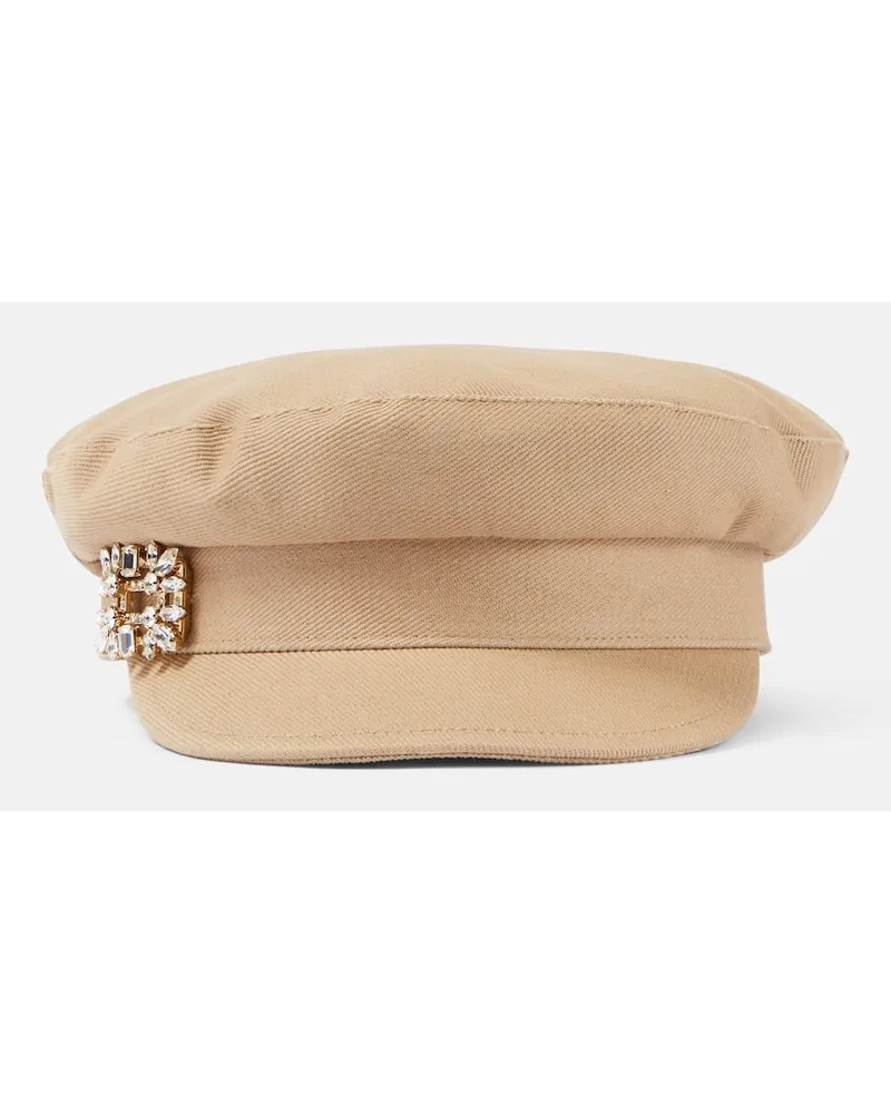 Roger Vivier Cappello Broche Vivier in denim con cristalli Beige