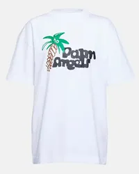 Palm Angels T-shirt in cotone con stampa e logo Bianco