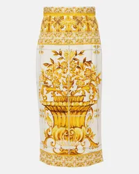 Dolce & Gabbana Gonna midi Majolica in misto seta Giallo