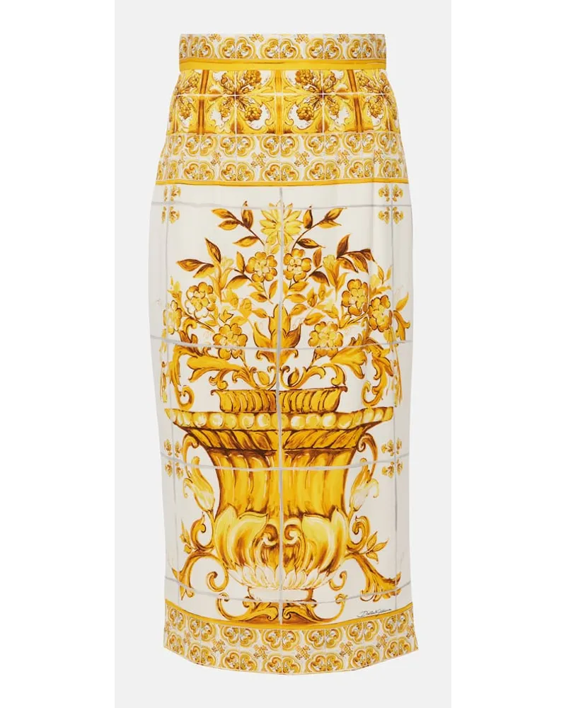 Dolce & Gabbana Gonna midi Majolica in misto seta Giallo