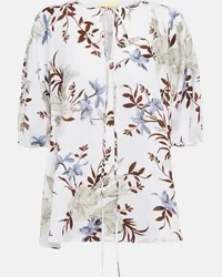 Erdem Blusa Eleni in lino con stampa Bianco