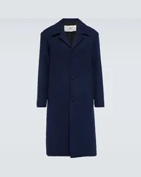 AMI Paris Cappotto monopetto in misto lana Blu