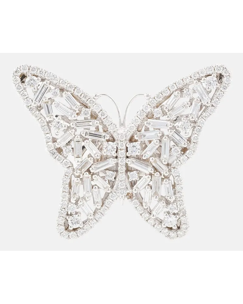 Suzanne Kalan Anello Fireworks Butterfly in oro bianco 18kt con diamanti Argento