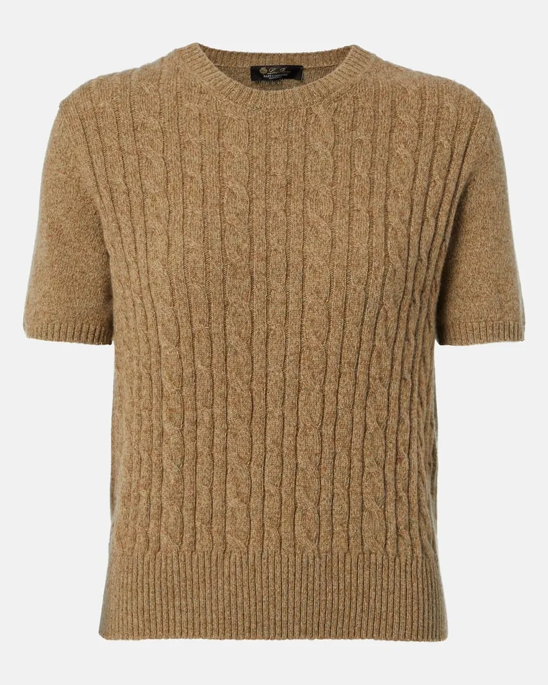 Loro Piana Top in maglia di cashmere a trecce Marrone