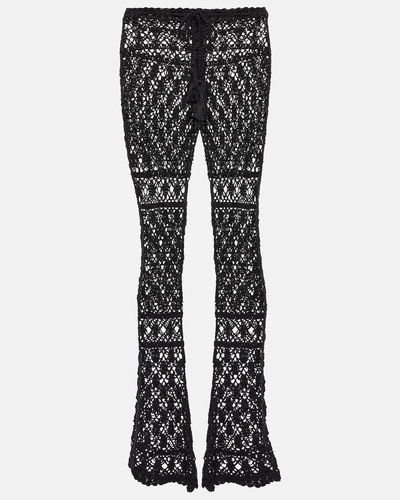 Anna Kosturova Pantaloni Bianca in cotone crochet Nero