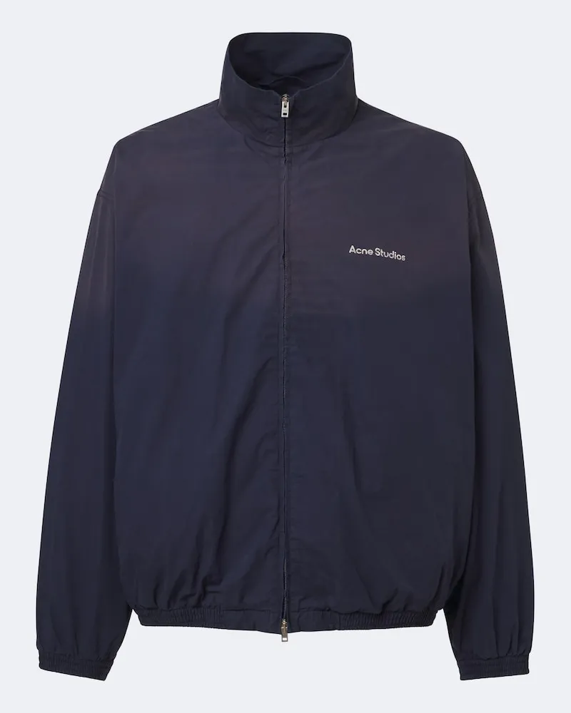 Acne Studios Giacca in popeline di cotone con logo Blu