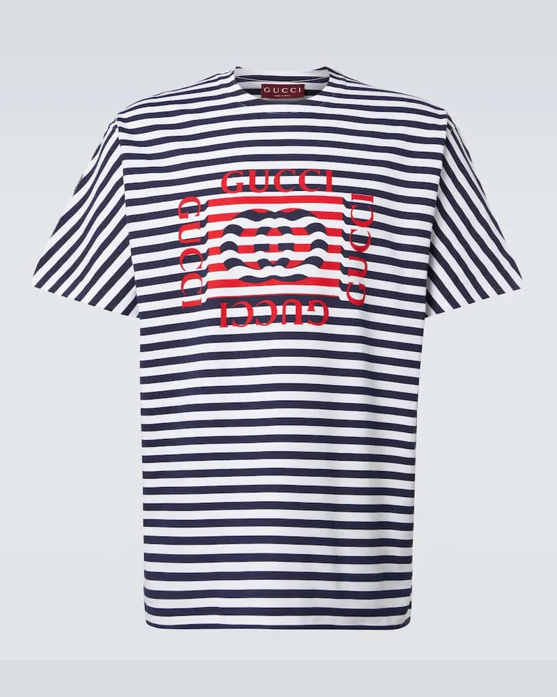 Gucci T-shirt in jersey di cotone a righe Multicolore