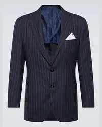 Kiton Blazer da smoking in cashmere, seta e lino Blu