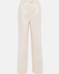 Prada Pantaloni in cupro a vita alta Bianco