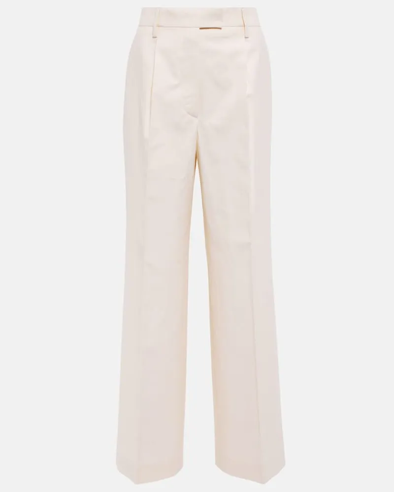 Prada Pantaloni in cupro a vita alta Bianco