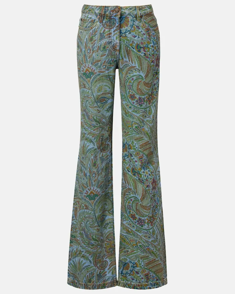 Etro Jeans flared con stampa paisley Blu