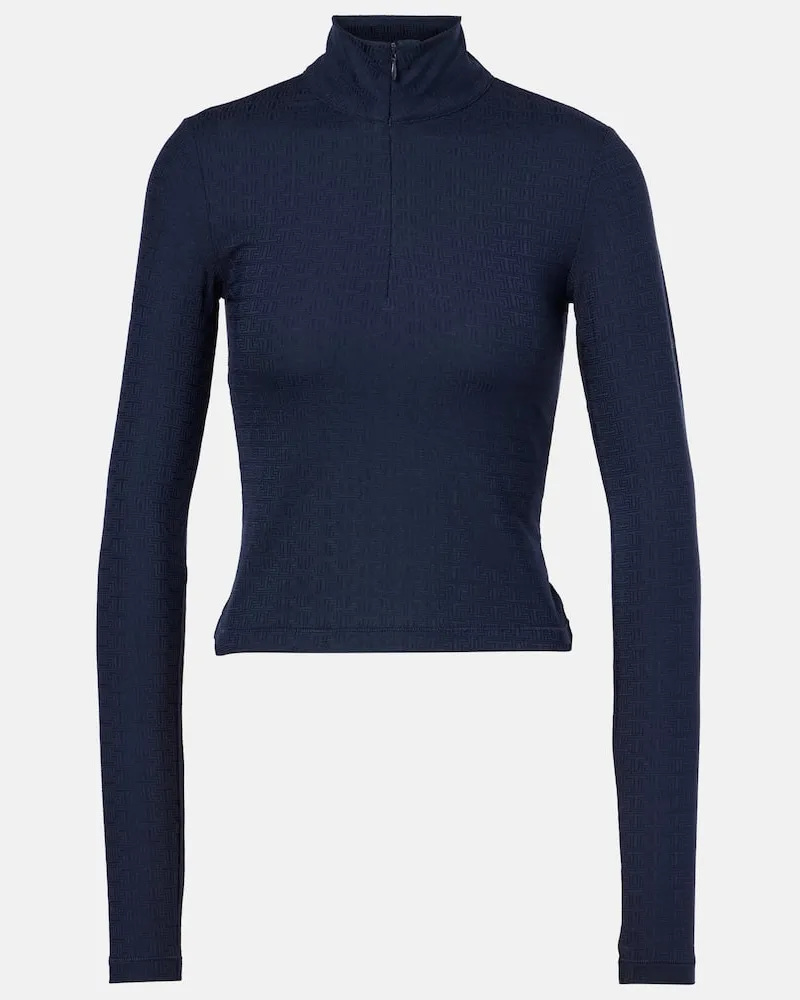 Tory Sport Top cropped in jacquard Blu