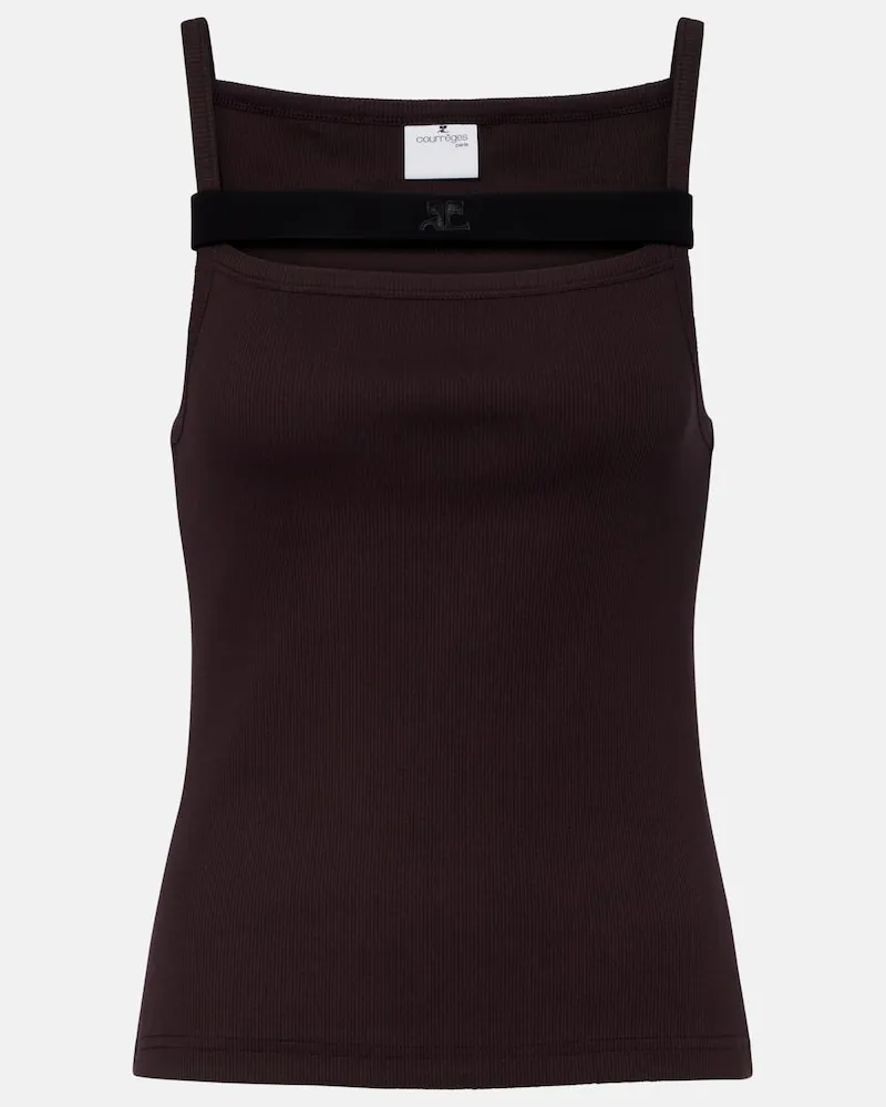 Courrèges Courrèges Tank top in cotone a coste Marrone