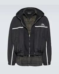 Balenciaga Felpa 3B Sports Icon in misto cotone con zip Nero