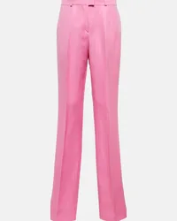 Etro Pantaloni regular in lino e seta Rosa