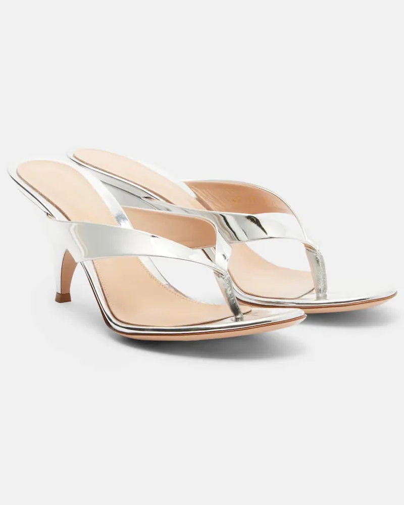 Gianvito Rossi Sandali in pelle metallizzata Argento