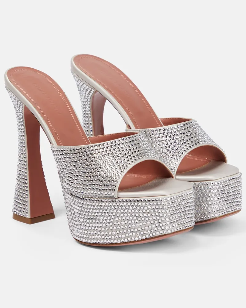 Amina Muaddi Sandali Dalida con plateau Argento