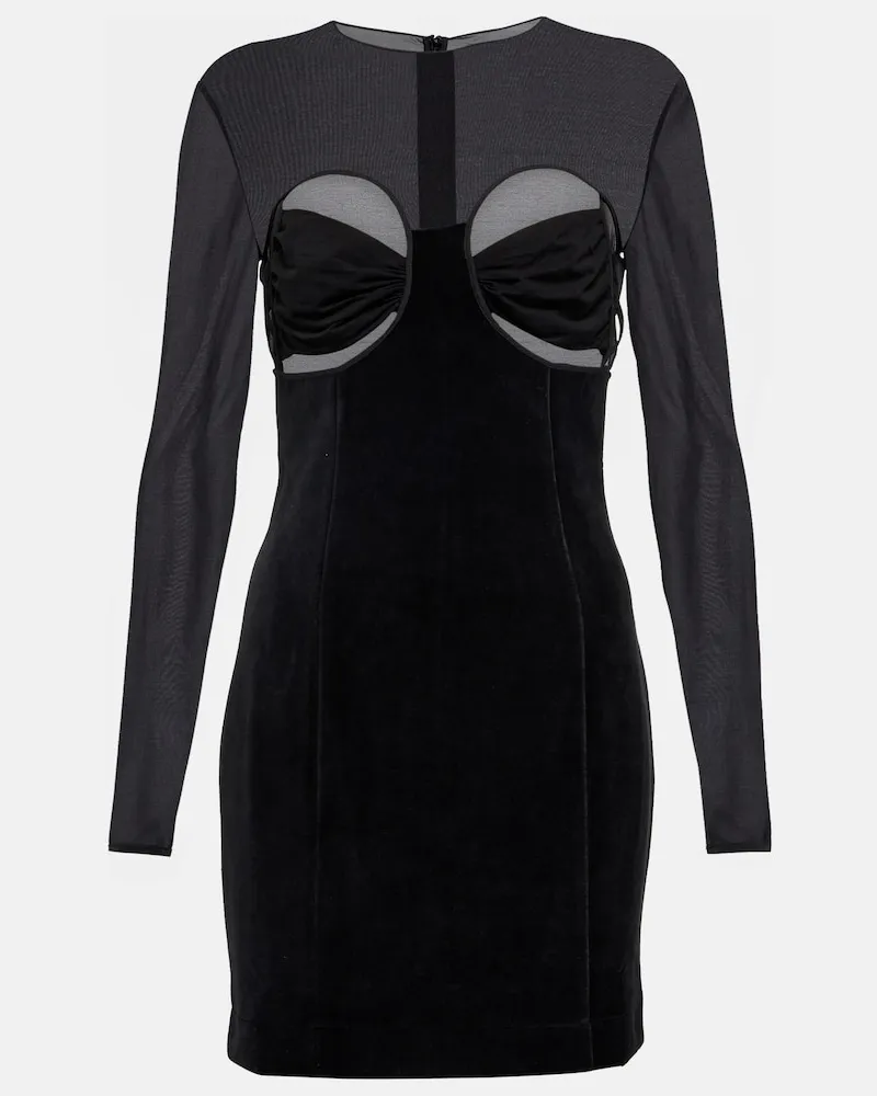 Nensi Dojaka Miniabito in velluto con cut-out Nero