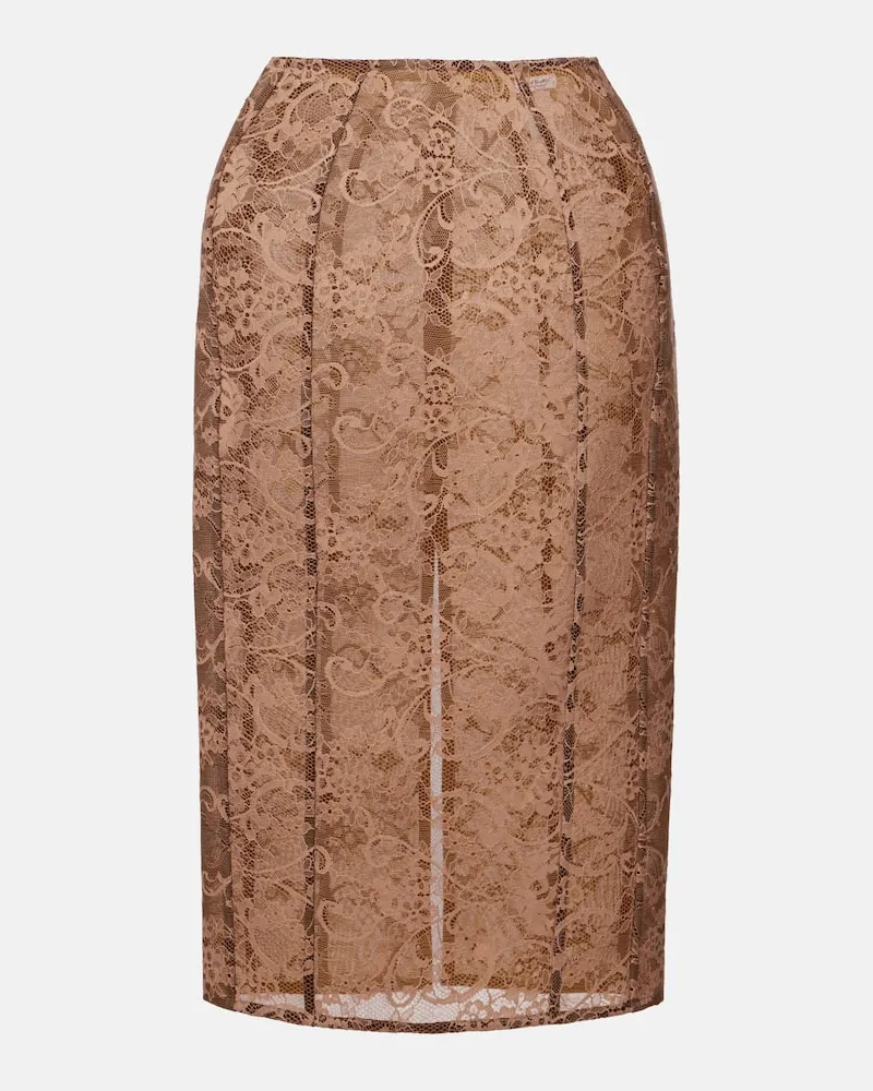 Acne Studios Gonna midi in pizzo floreale Marrone