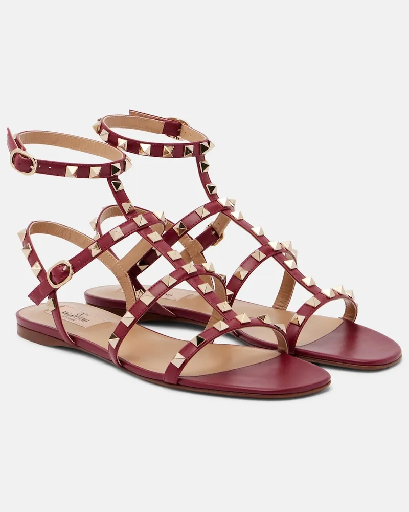 Valentino Garavani Sandali Rockstud in pelle Borgogna