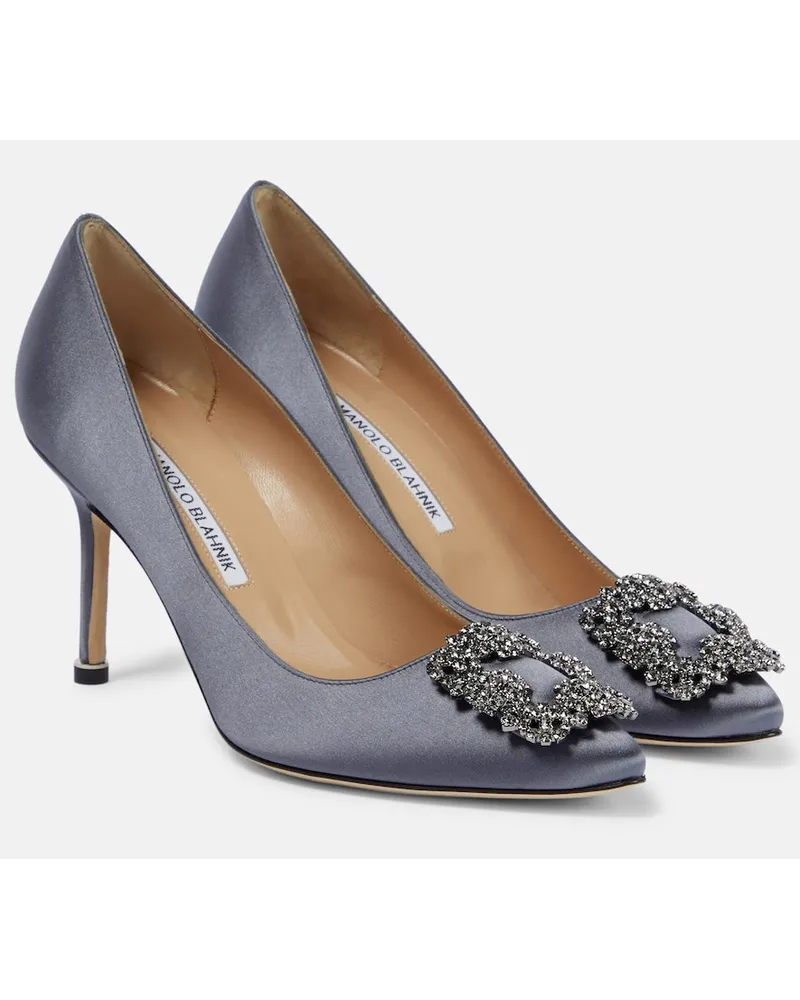 Manolo Blahnik Pumps Hangisi 90 in raso Grigio