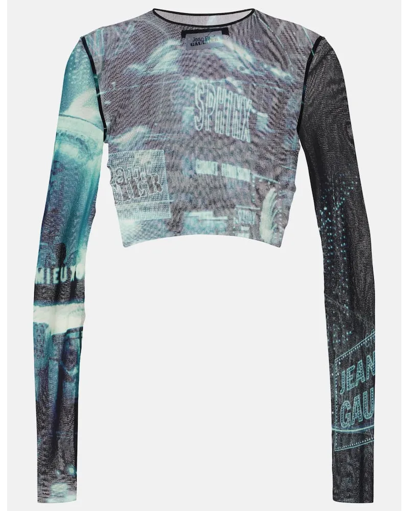 Jean Paul Gaultier Top cropped Pigalle in mesh Blu