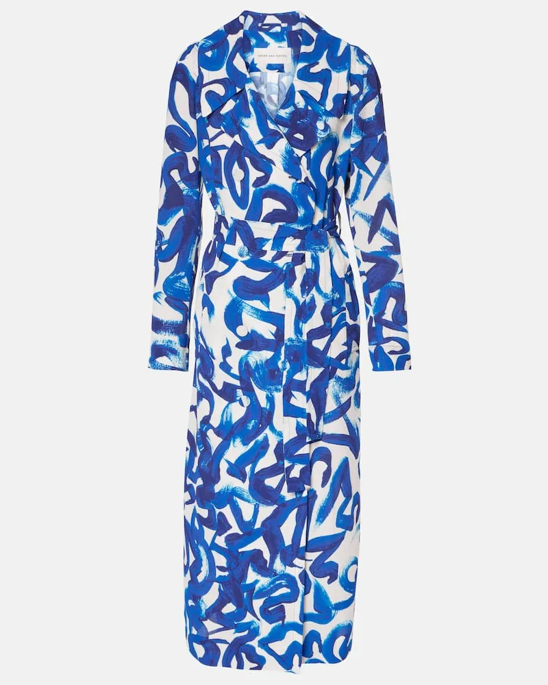 Dries van Noten Cappotto a portafoglio con stampa Blu