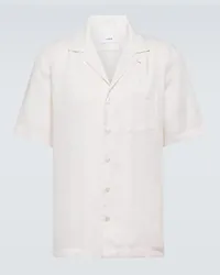 LARDINI Camicia bowling in lino Beige