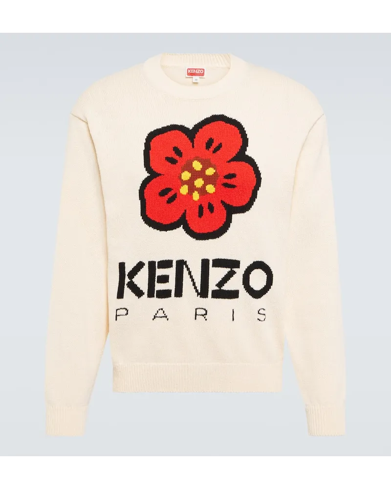 Kenzo Pullover Boke Flower in misto cotone Bianco