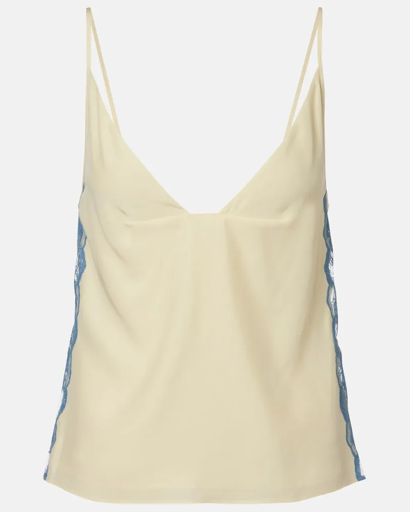 SIR Top in seta con pizzo Giallo