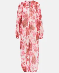 Dries van Noten Abito lungo con stampa Rosa