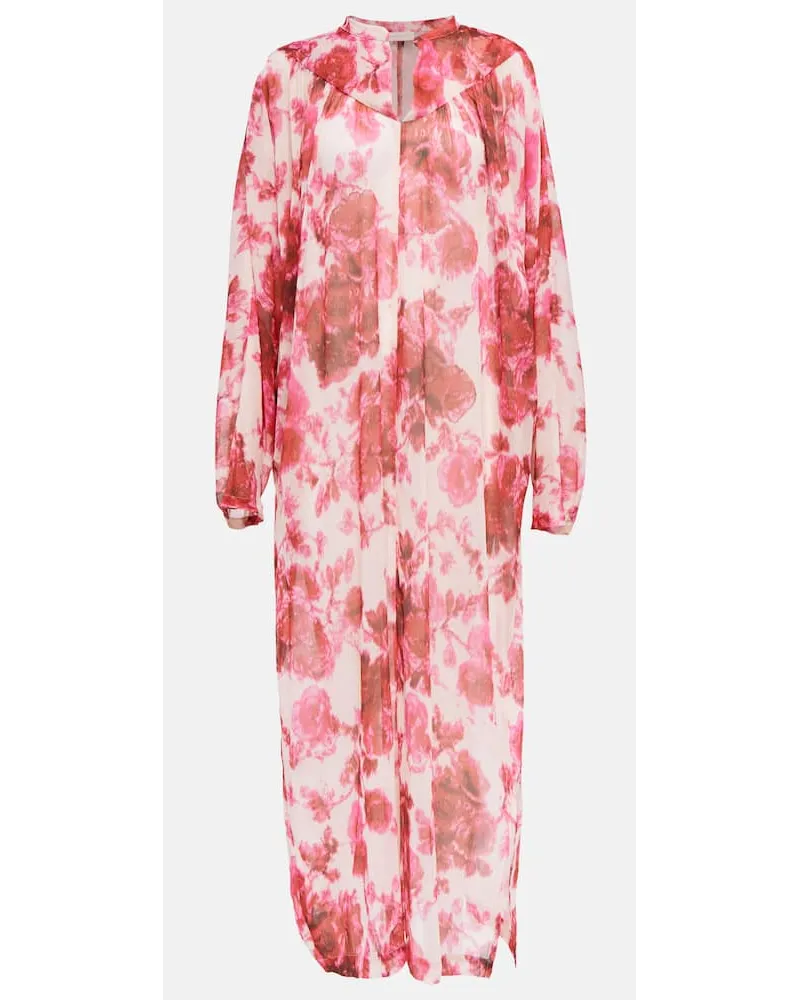 Dries van Noten Abito lungo con stampa Rosa
