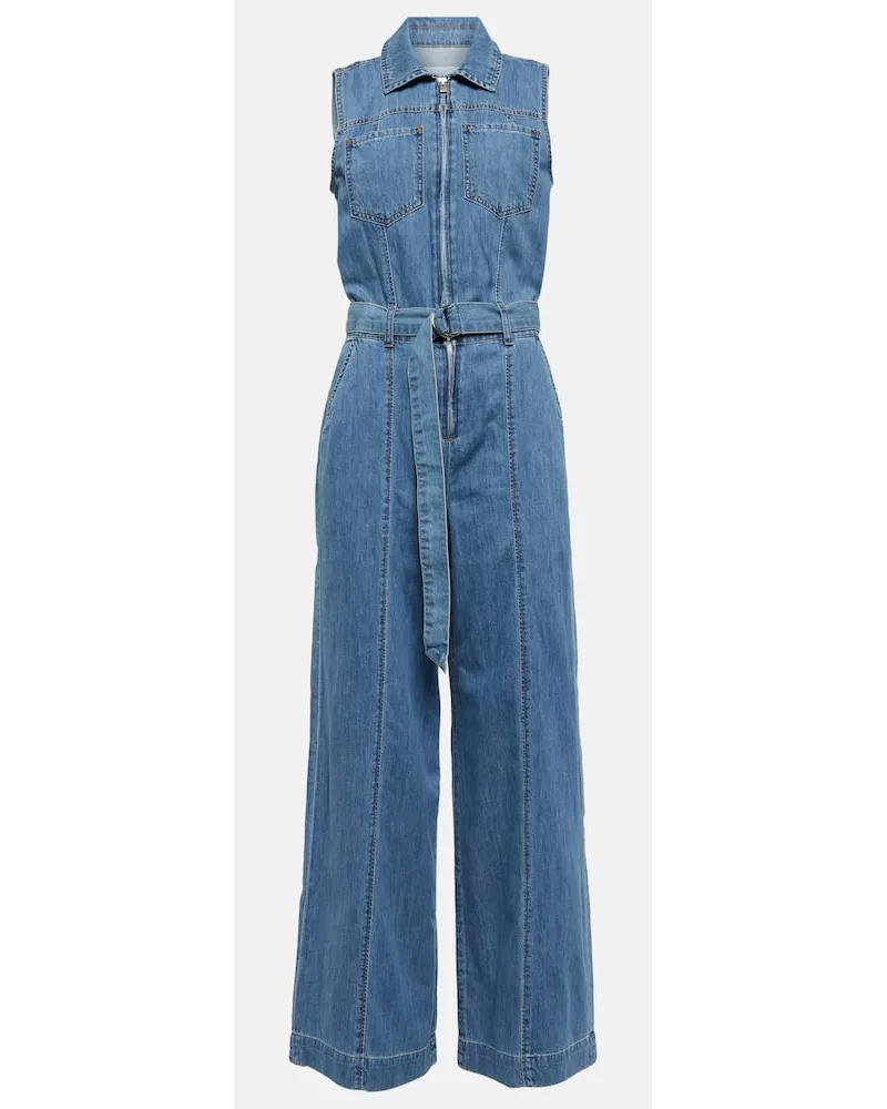 Frame Denim Jumpsuit in denim a gamba larga Blu