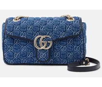 Gucci Borsa a spalla GG Marmont in denim Blu