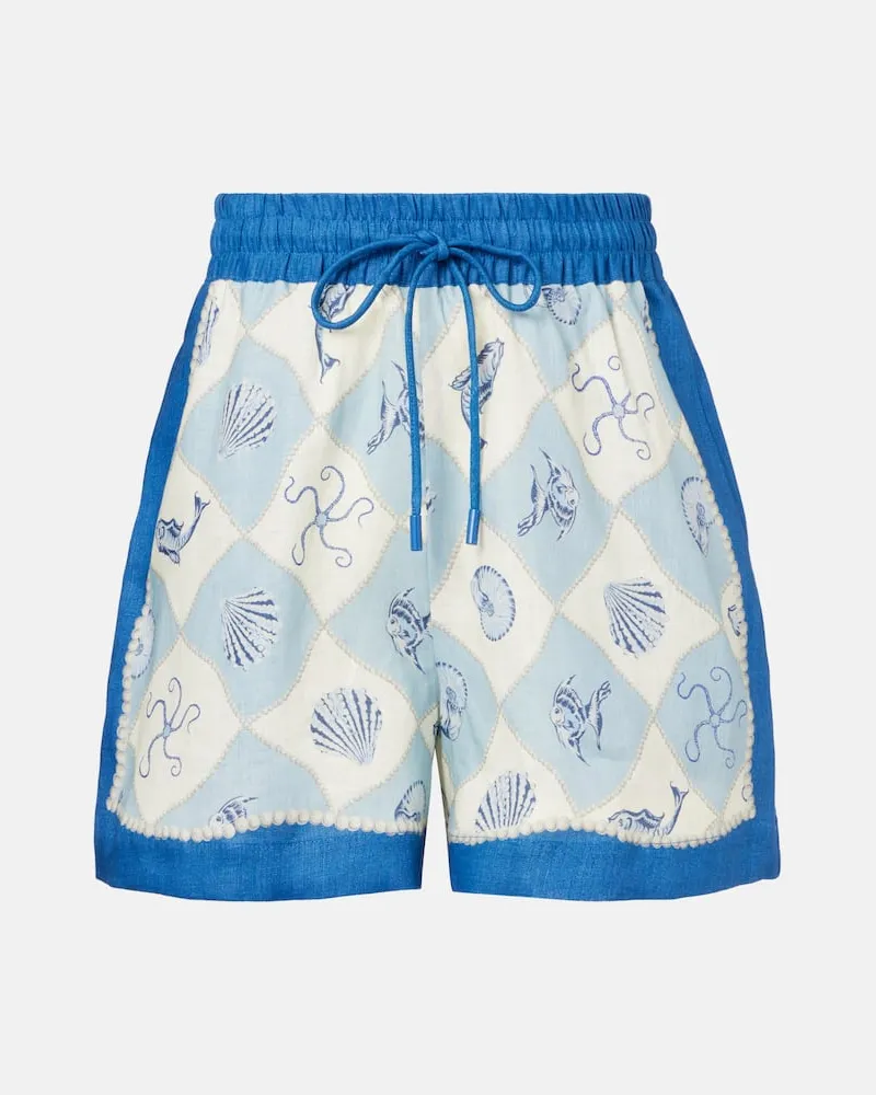 ALEMAIS AlÃ©mais Shorts a vita alta Pia con stampa Blu