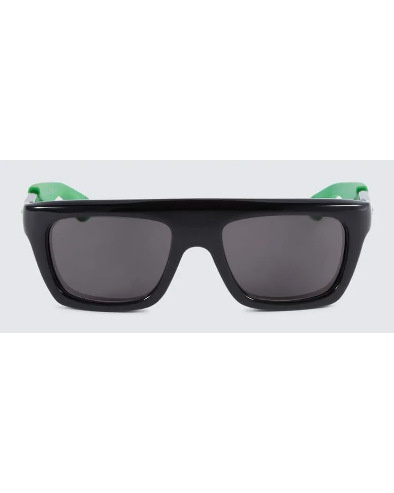 Bottega Veneta Occhiali da sole rettangolari in acetato Nero