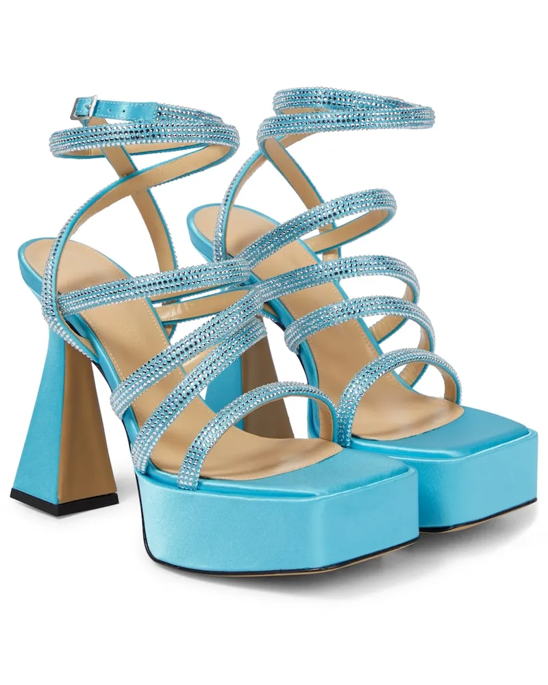Mach & Mach Sandali Sidney in raso con plateau Blu