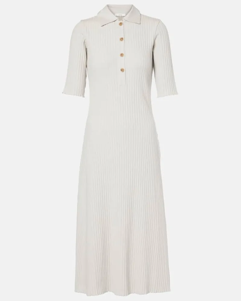 Vince Abito midi in misto cotone a coste Bianco