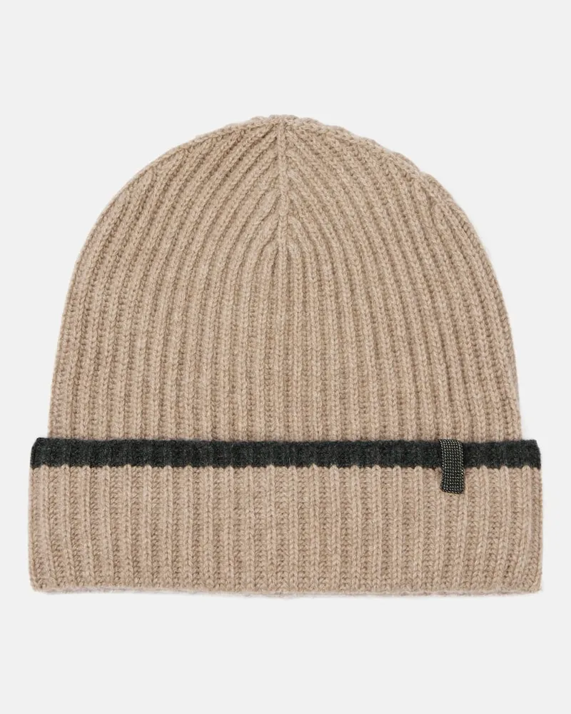 Brunello Cucinelli Berretto in cashmere a coste Beige