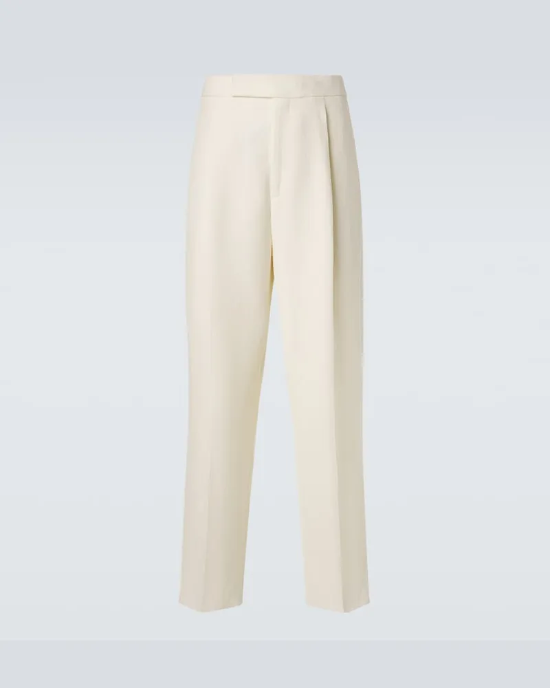 Ermenegildo Zegna Pantaloni a gamba larga in lana e lino Bianco