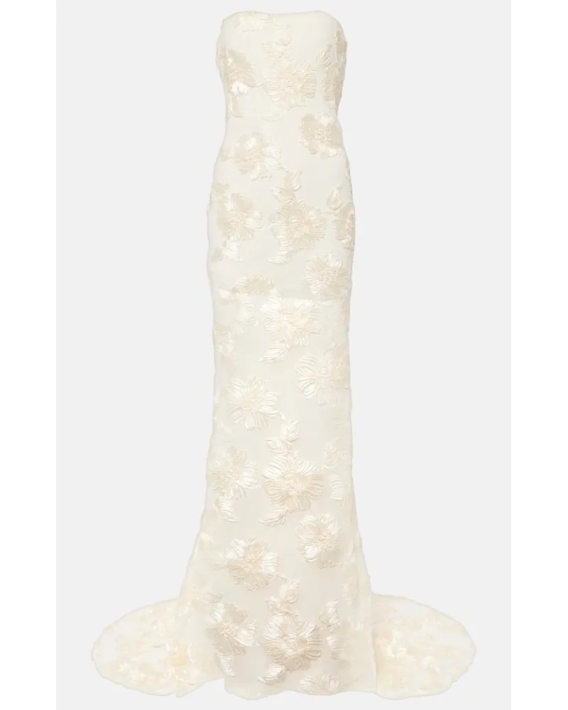 ROTATE Birger Christensen Bridal - Abito lungo Alberty in mesh Bianco